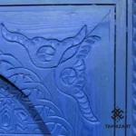 Handcarved Moroccan Blue Door: Berber Rustic Wall Art Decor - Image 4