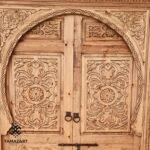 Hand-Carved Moroccan Berber Door: Vintage Moorish Wooden Entryway - Image 3