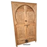 Hand-Carved Moroccan Berber Door: Vintage Moorish Wooden Entryway - Image 2