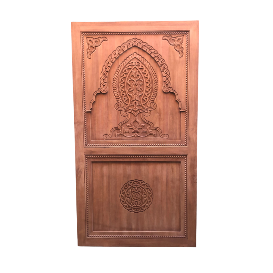 Hand-Carved Moroccan Cedar Sliding Barn Door, Double Panels, 5cm Thick (Custom Sizes)